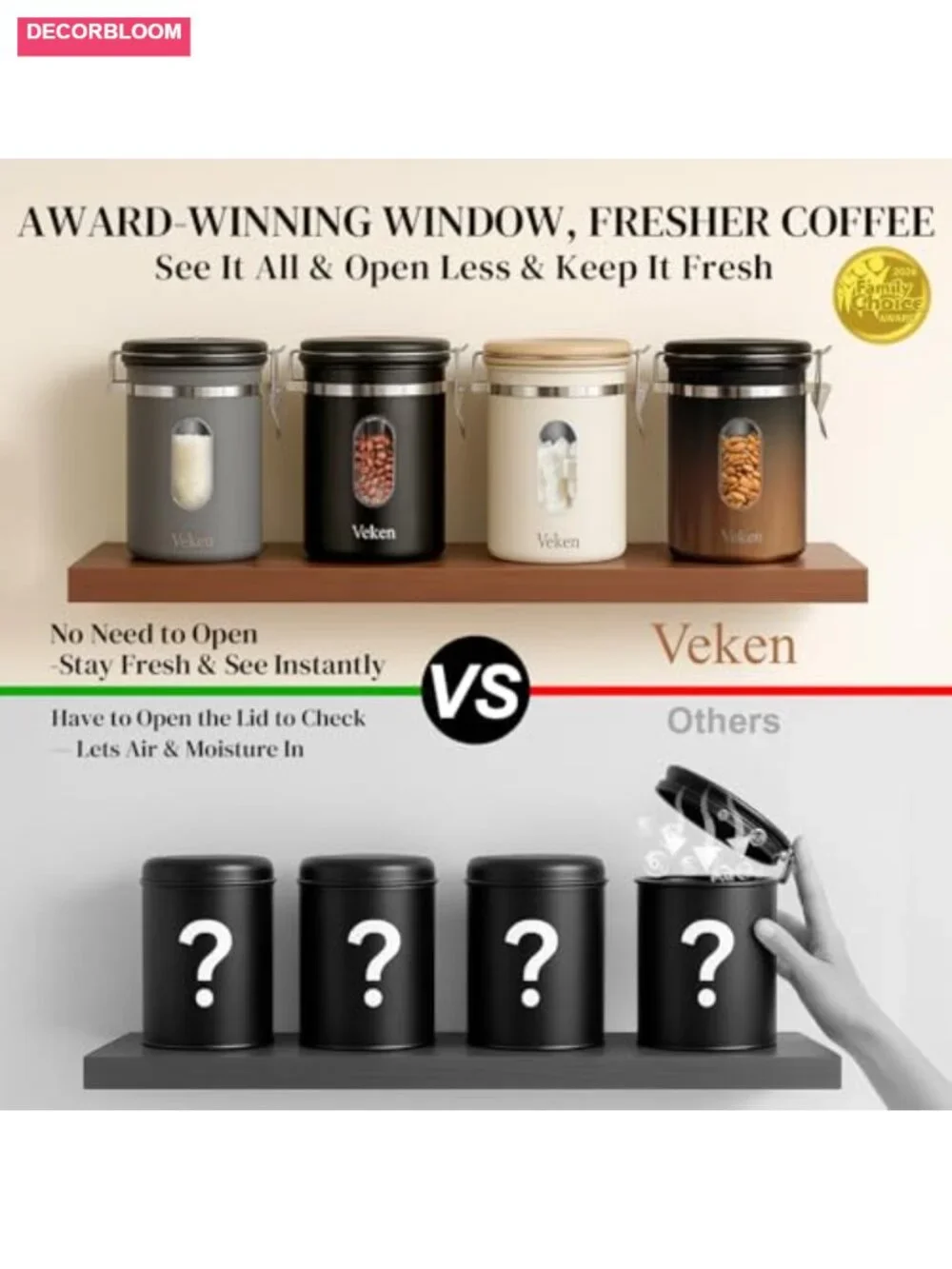 Stainless Steel Coffee Canister Airtight Container 22oz Food Storage